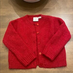 Zara Vibrant Red Button-Up Sweater